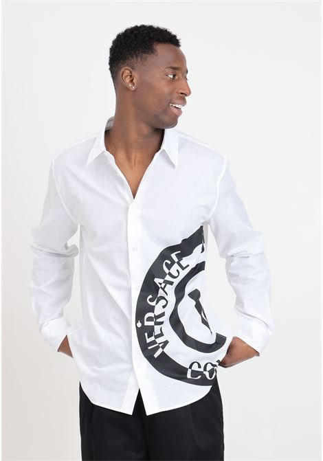 Camicia da uomo bianca logo V-Emblem VERSACE JEANS COUTURE | 76GALYR1CN002003
